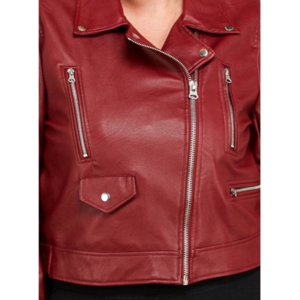 LAST ONE🎉HP❗️Plus Dark Red Zipper Motto Jacket - Picture 7 of 8